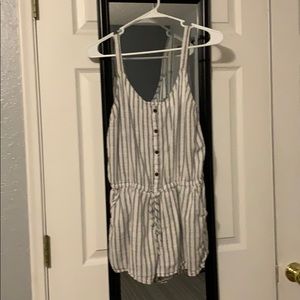 White/blue striped romper